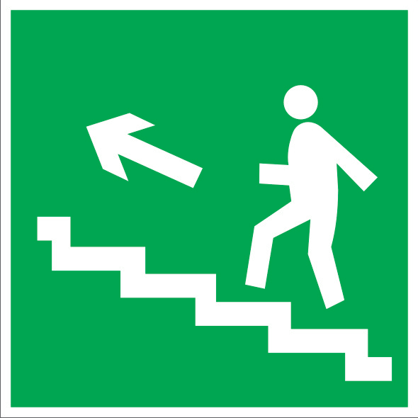 Таблички в помещении Направление к эвакуационному выходу по лестнице вверх